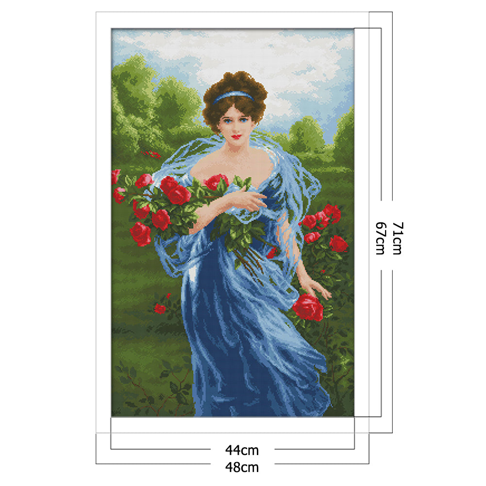 Rose - 14CT Stamped Cross Stitch 48*71CM