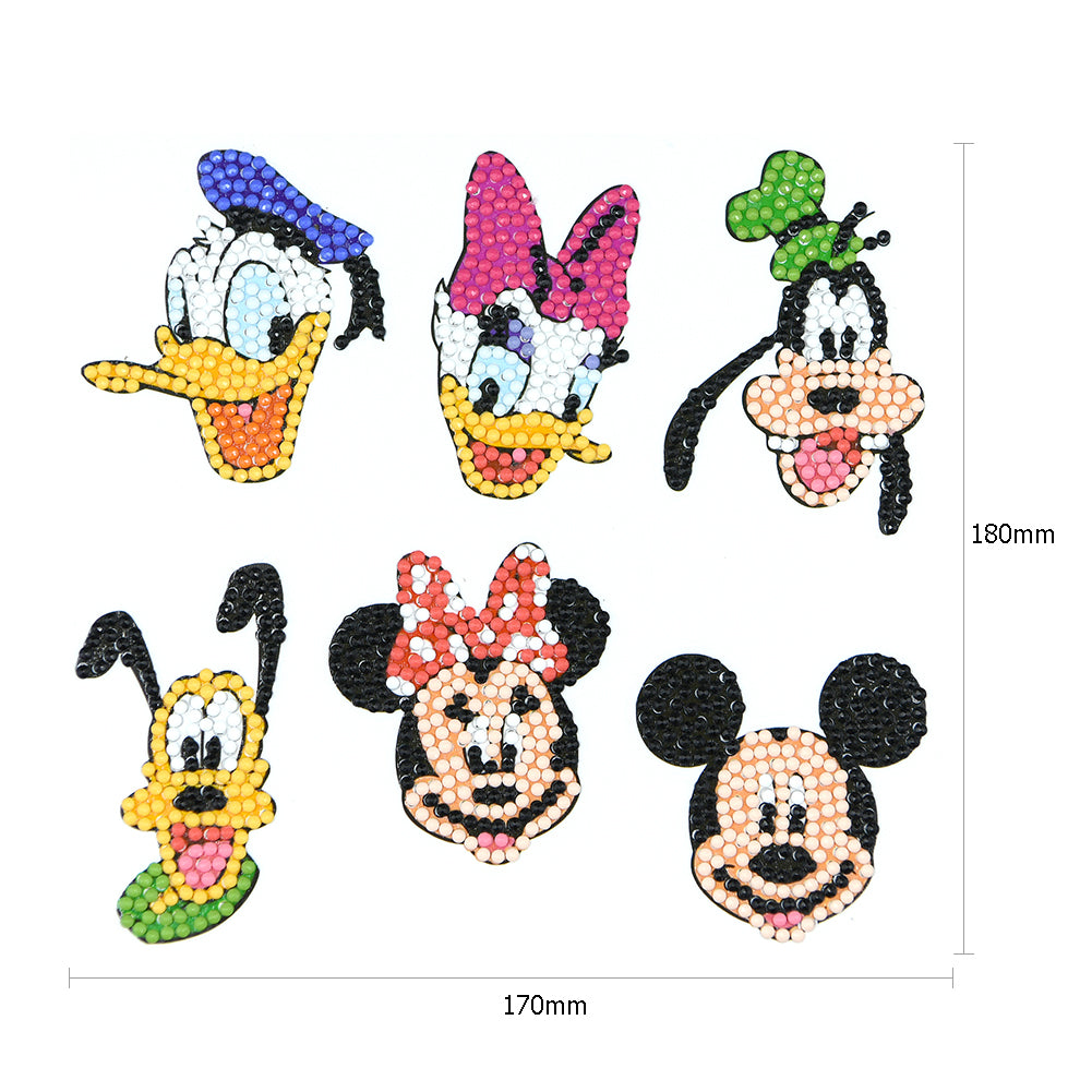 6pcs Color Animal DIY Round Self-adhesive Stickers Diamond Painting Kit