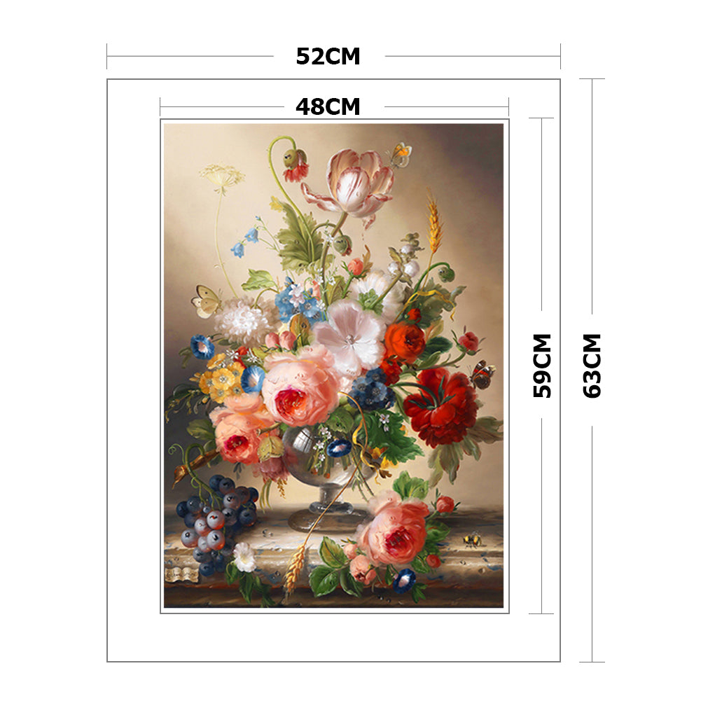 Flowers Rose - 11CT Stamped Cross Stitch 52*63CM