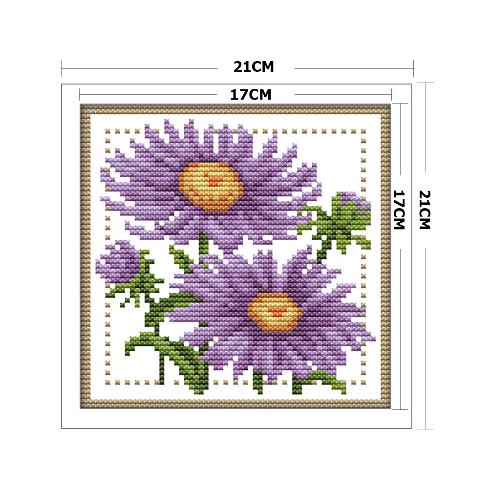 Flower - 11CT Stamped Cross Stitch 21*21CM
