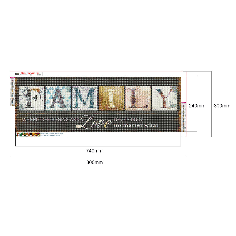 Family Letter - Full Round Drill Diamond Painting 30*80CM