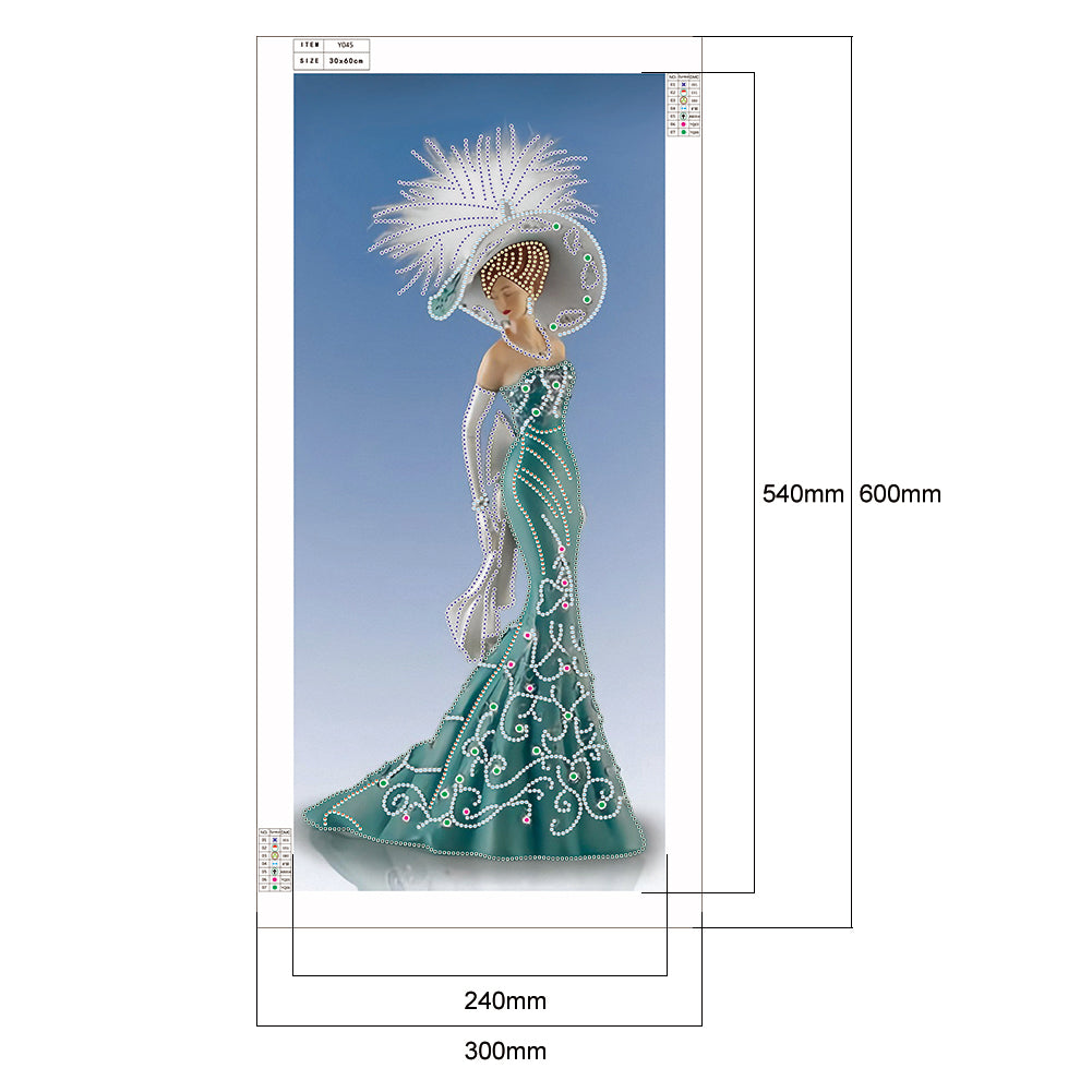 Dress Lady - Special Shaped Drill Diamond Paintng 30*60CM