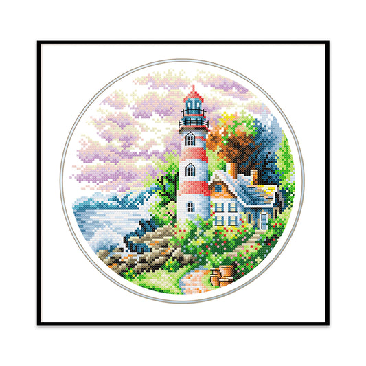 Lighthouse Garden - 11CT Stamped Cross Stitch 35*35CM