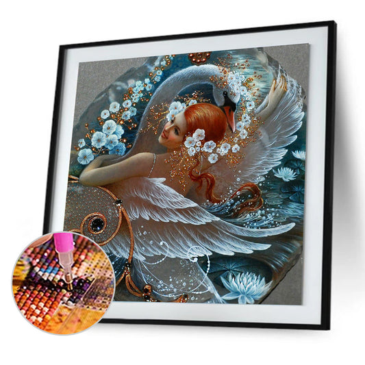 Swan Girl - Full Round Drill Diamond Painting 30*30CM