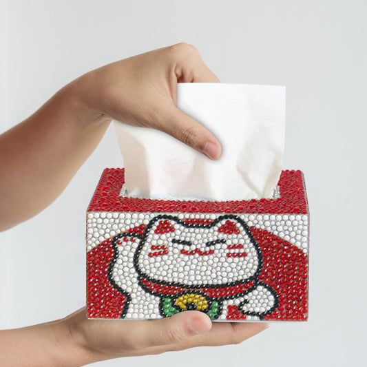 Diamond Painting Tissue Box Tissue Holder DIY Desktop Craft (Lucky Cat)