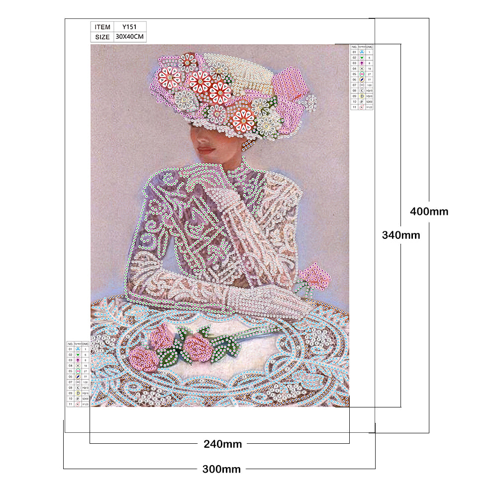 Lady Bowler - Special Shaped Drill Diamond Paintng 30*40CM