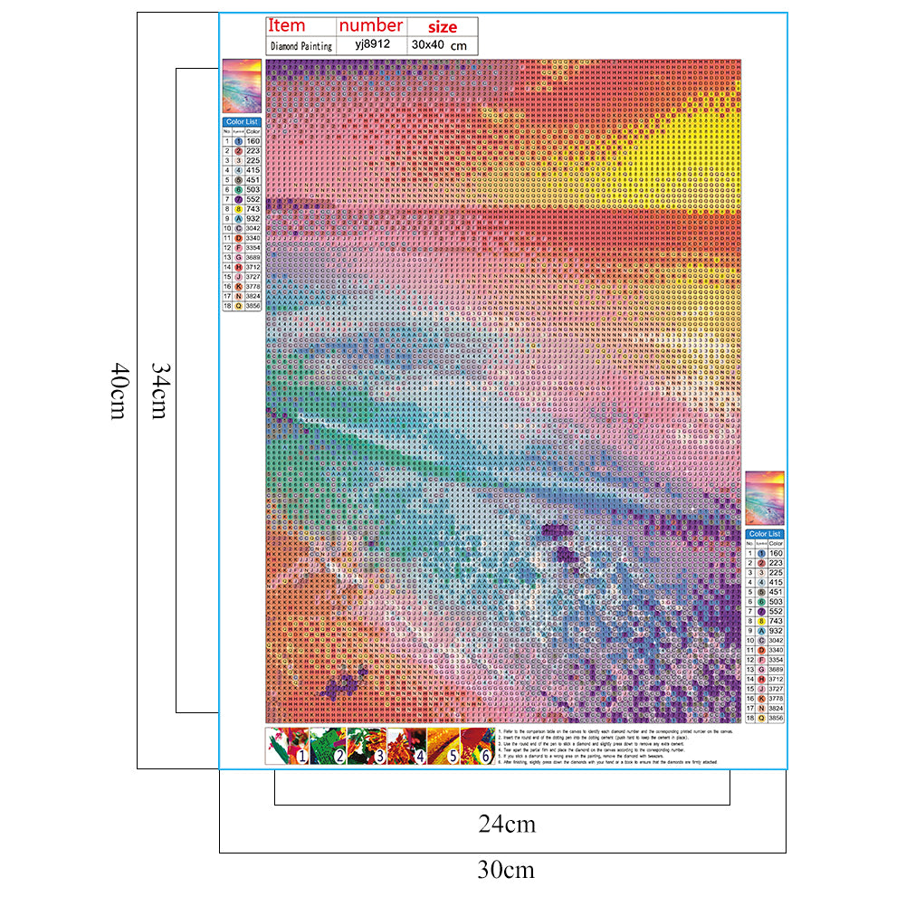 Beach Seascape - Full Round Drill Diamond Painting 30*40CM