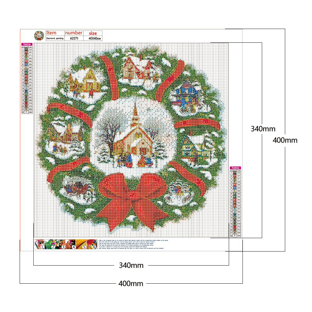 Xmas Wreath - Full Round Drill Diamond Painting 40*40CM