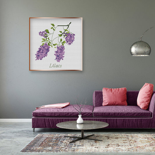 Lilac Flowers - 11CT Stamped Cross Stitch 29*29CM