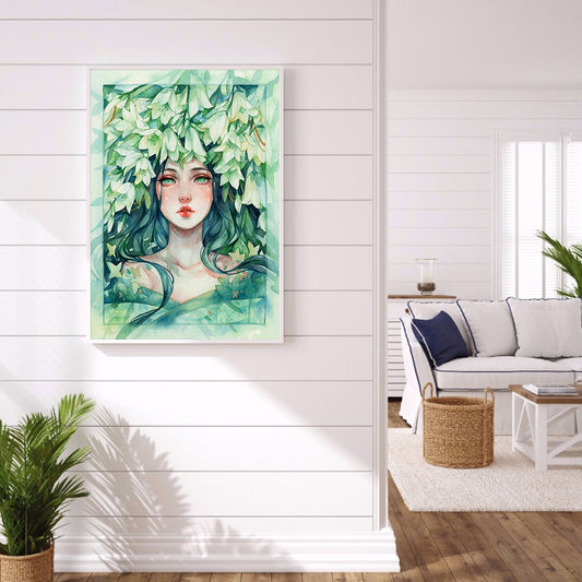 Flowers Girl - 11CT Stamped Cross Stitch 40*50CM