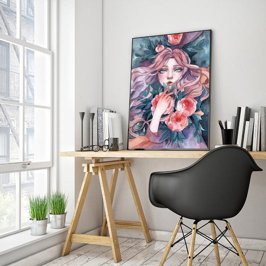 Flowers Girl - 11CT Stamped Cross Stitch 40*50CM