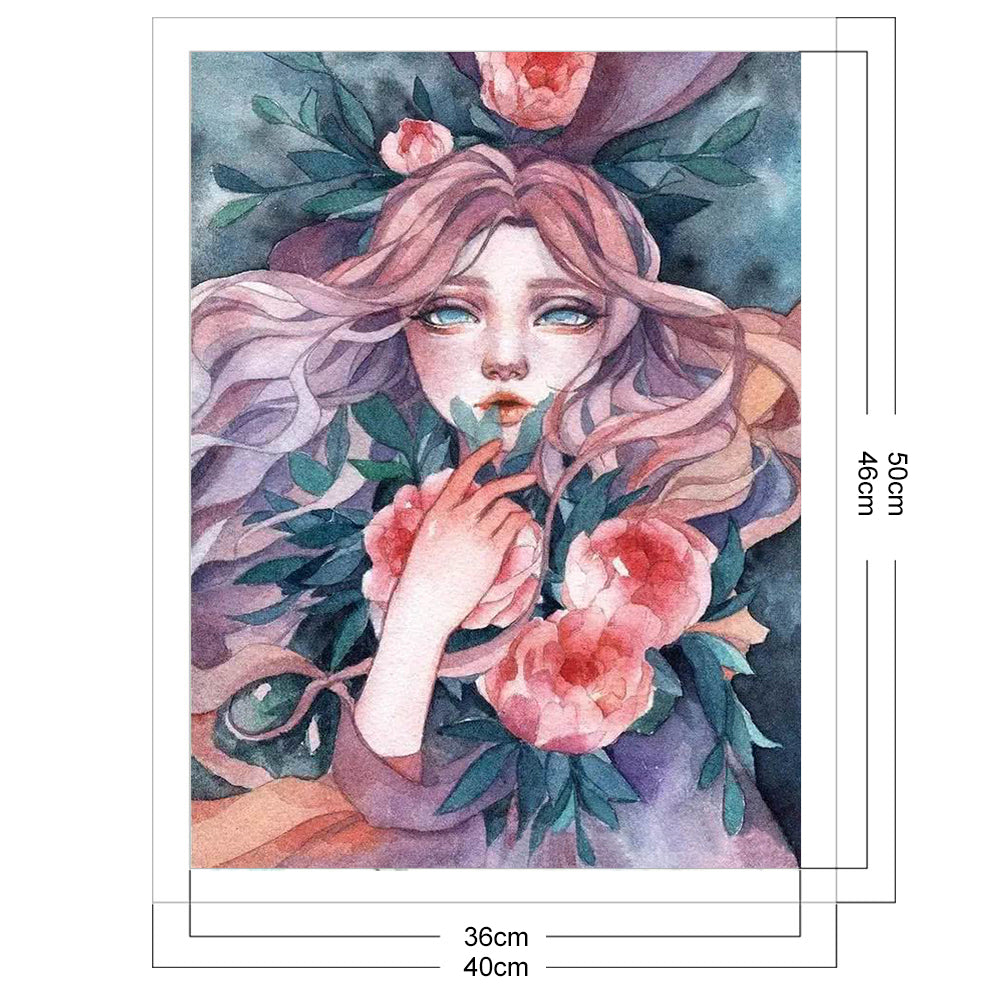 Flowers Girl - 11CT Stamped Cross Stitch 40*50CM