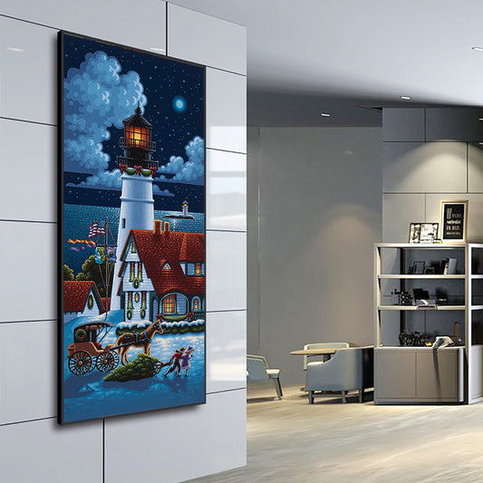 Seaside Lighthouse - Full Round Drill Diamond Painting 40*80CM