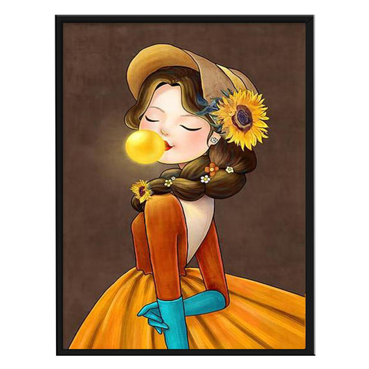 Sunflower Girl - 14CT Stamped Cross Stitch 30*40CM