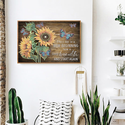 Letter Flower - Special Shaped Drill Diamond Painting 40*30CM