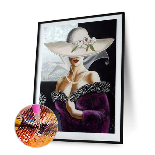 Lady Hat - Full Round Drill Diamond Painting 30*40CM
