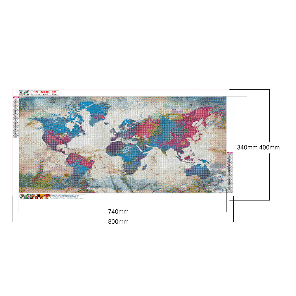 World Map - Full Square Drill Diamond Painting 80*40CM