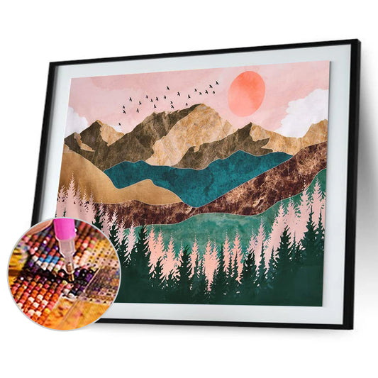 Mountains - Full Round Drill Diamond Painting 40*30CM