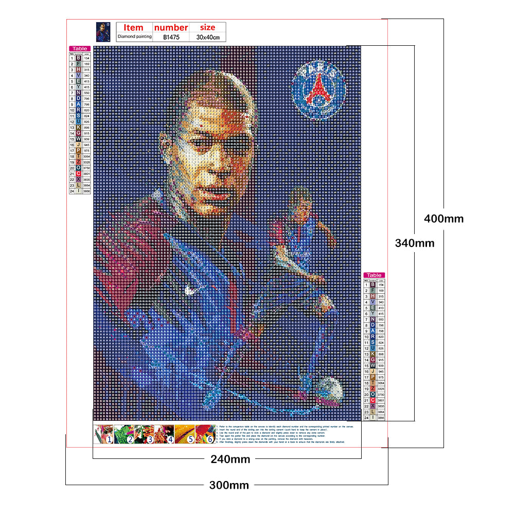 Mbappe - Full Round Drill Diamond Painting 30*40CM