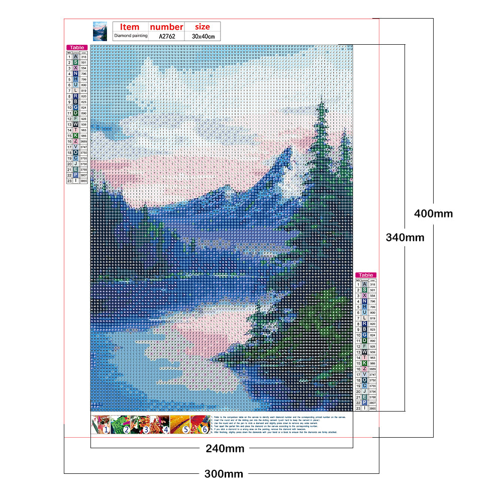 Mountain Lake - Full Round Drill Diamond Painting 30*40CM