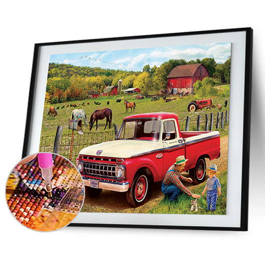 Village Car - Full Round Drill Diamond Painting 40*30CM