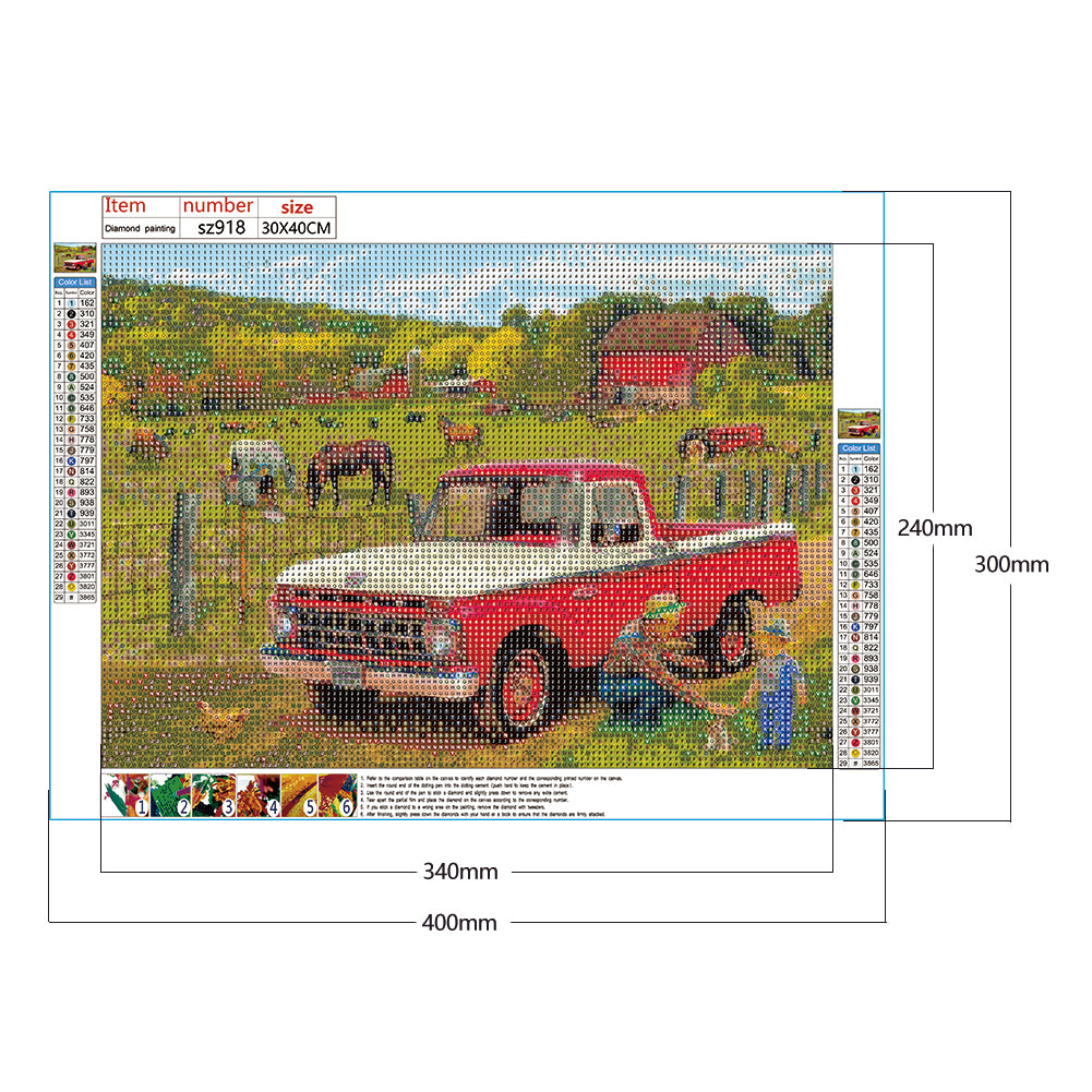 Village Car - Full Round Drill Diamond Painting 40*30CM