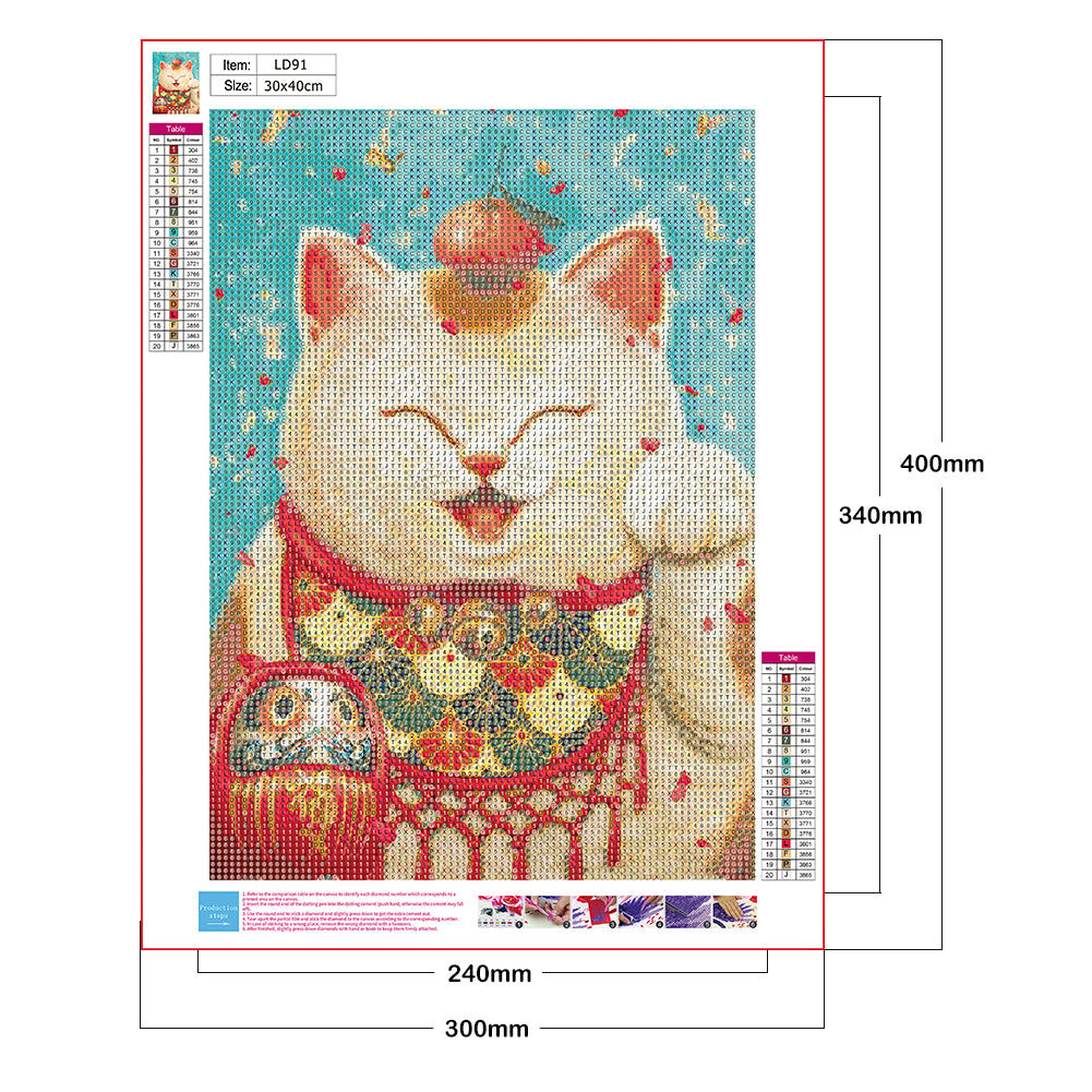 Cat - Full Round Drill Diamond Painting 30*40CM