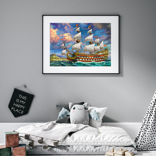 Boat - Full Round Drill Diamond Painting 50*35CM