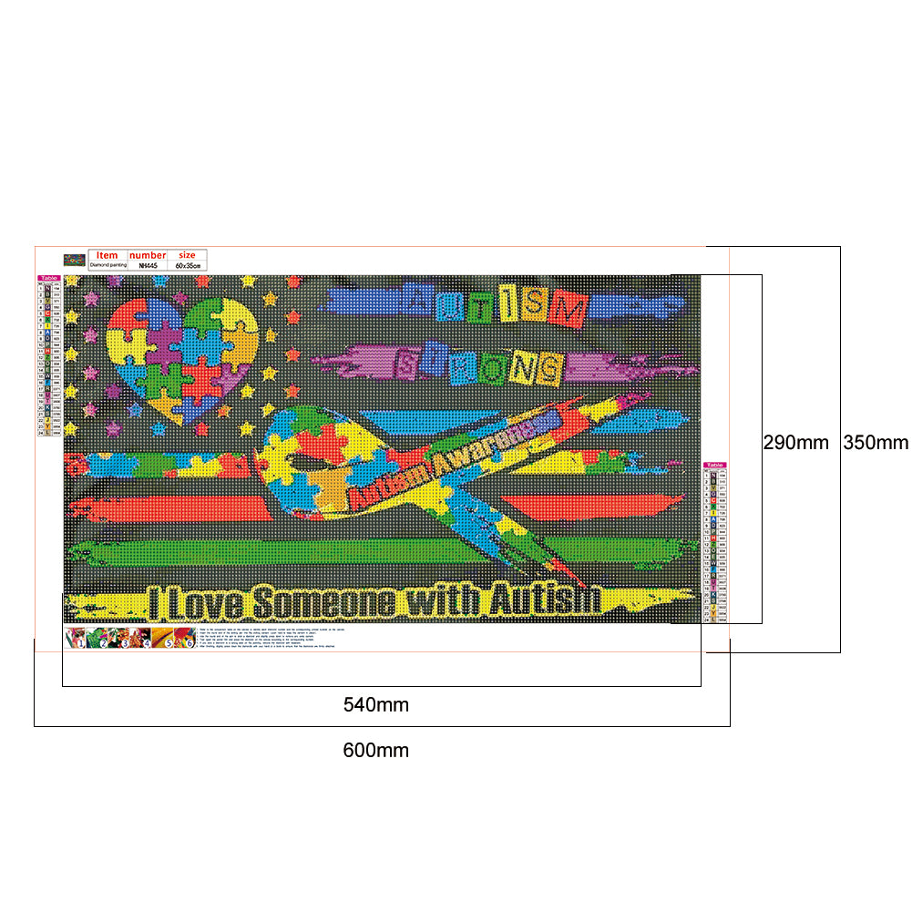 Autism Flag - Full Round Drill Diamond Painting 60*35CM
