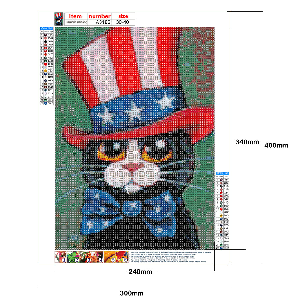 Cat - Full Round Drill Diamond Painting 30*40CM