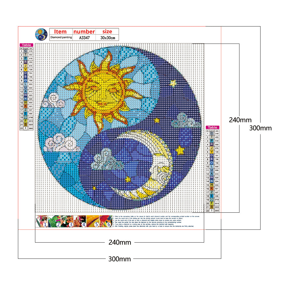 Sun Moon - Full Round Drill Diamond Painting 30*30CM