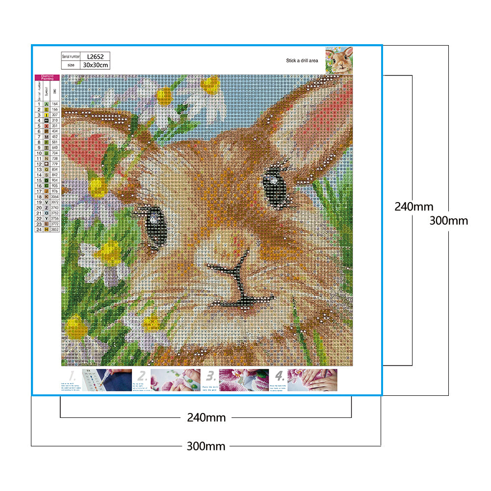 Rabbit - Full Round Drill Diamond Painting 30*30CM