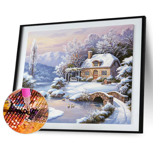 Snow Village - Full Round Drill Diamond Painting 50*40CM