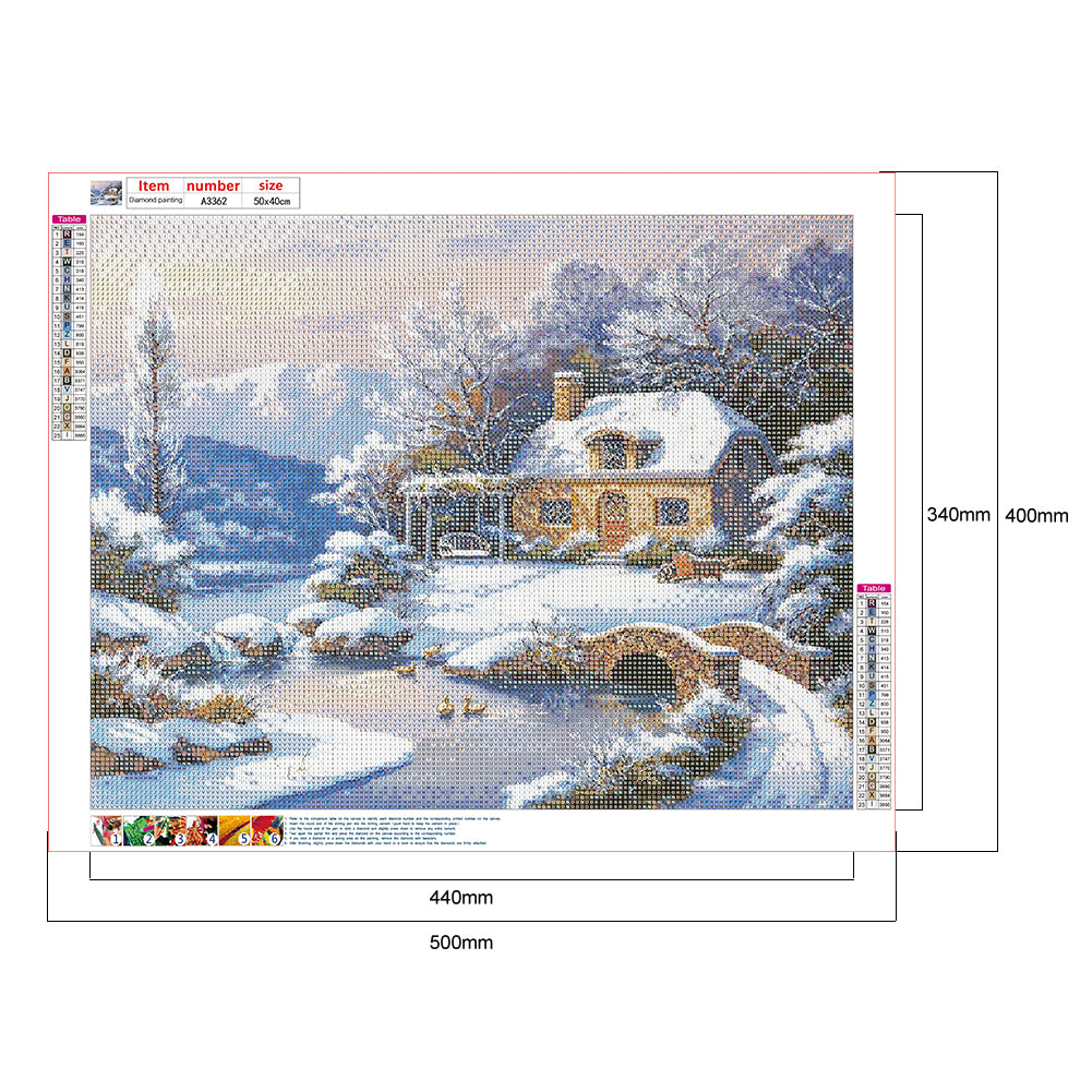 Snow Village - Full Round Drill Diamond Painting 50*40CM