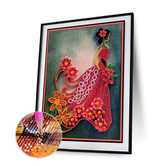 Dress Ladies - Special Shaped Drill Diamond Painting 30*40CM