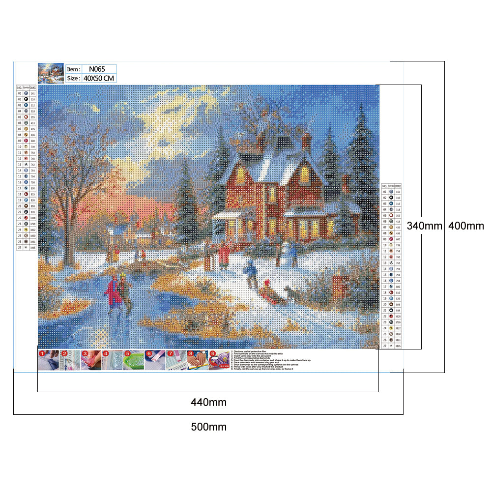 Snow Scene - Full Round Drill Diamond Painting 50*40CM