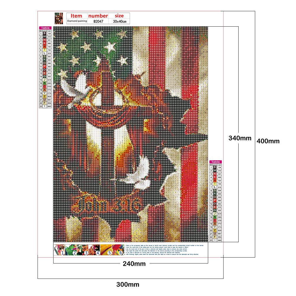 Cross Flag - Full Round Drill Diamond Painting 30*40CM