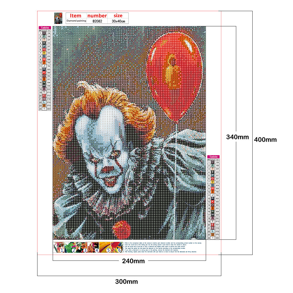 Horror Clown - Full Round Drill Diamond Painting 30*40CM