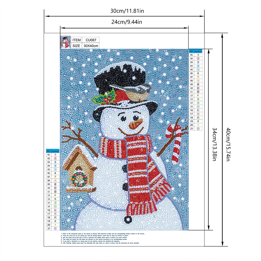 Cartoon Snowman - Special Shaped Drill Diamond Painting 30*40CM