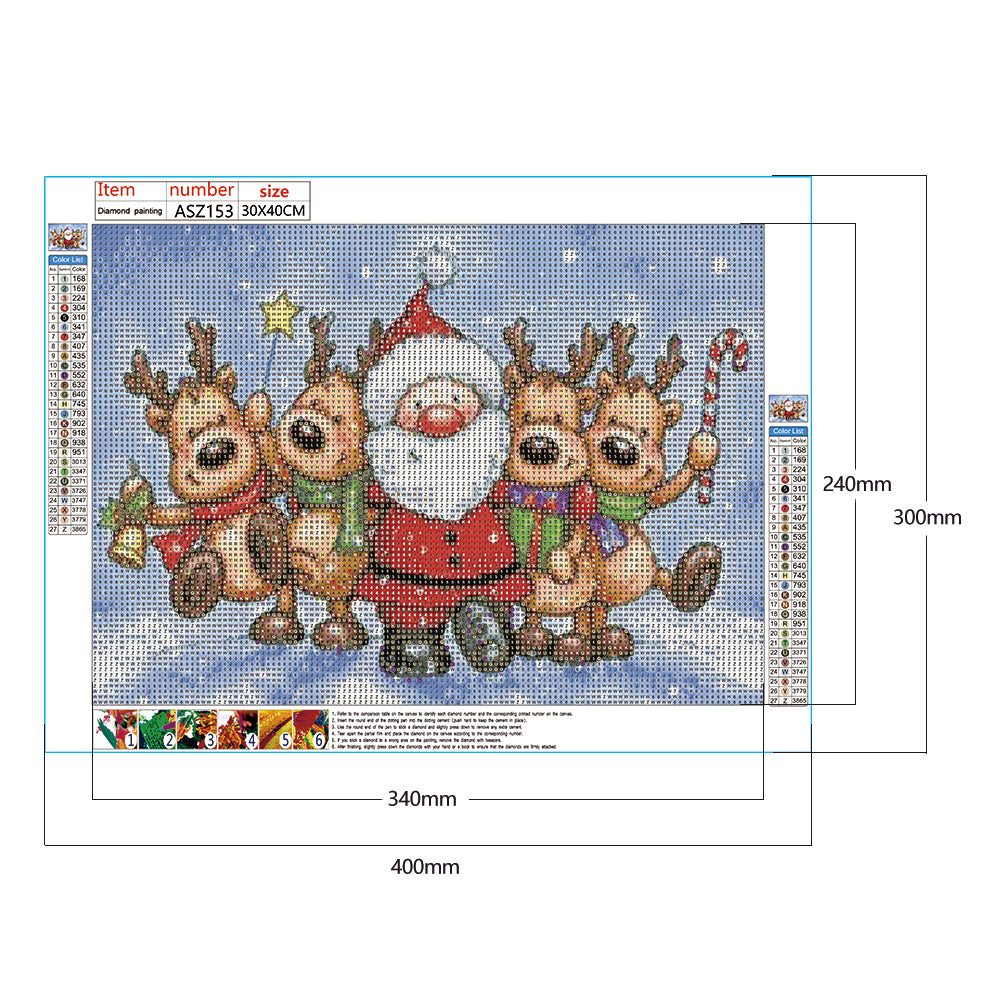 Santa Elk - Full Round Drill Diamond Painting 40*30CM