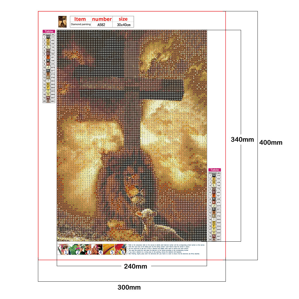 Lion Cross - Full Round Drill Diamond Painting 30*40CM