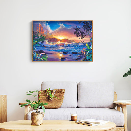 Sunset Beach - Full Round Drill Diamond Painting 40*30CM