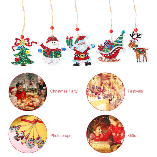 Double-side Christmas Diamond Painting DIY Hanging Pendant Trees Decoration