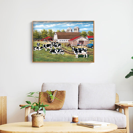 Village Cows - Full Round Drill Diamond Painting 50*40CM