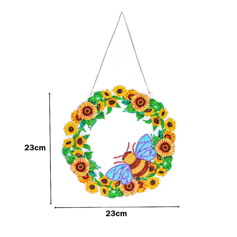 5D Ponit Drill Diamond Painting Crystal Wreath Mosaic Door Hanging Decor