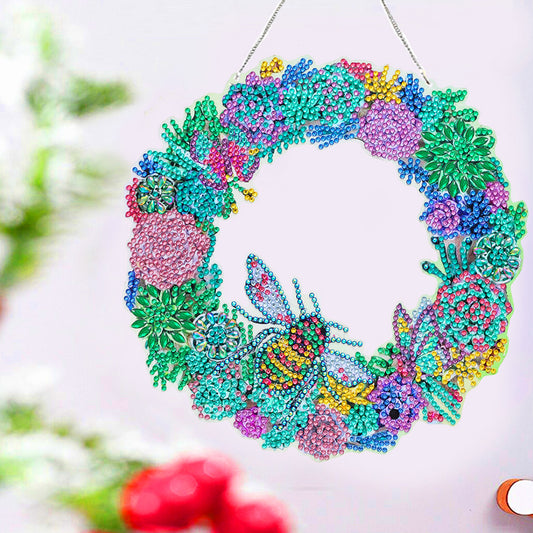 5D Ponit Drill Diamond Painting Crystal Wreath Mosaic Door Hanging Decor