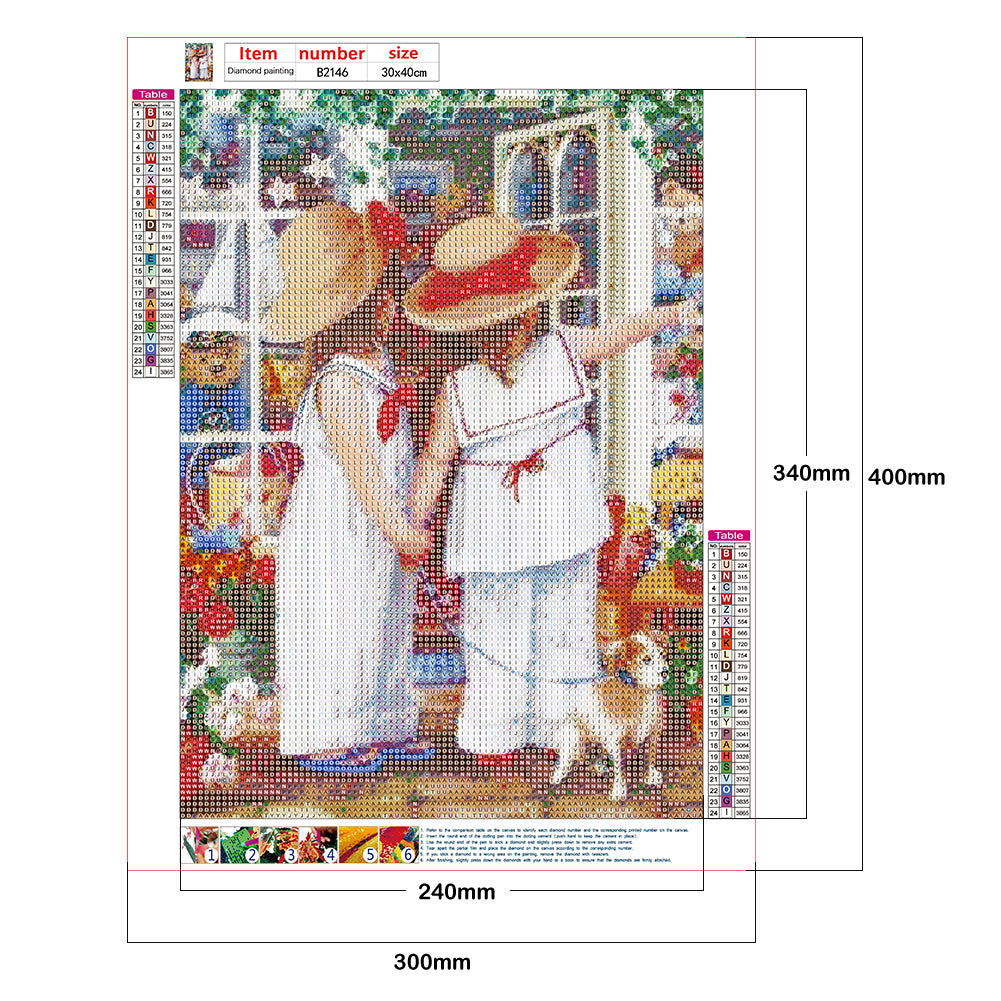 Two Girls - Full Round Drill Diamond Painting 30*40CM