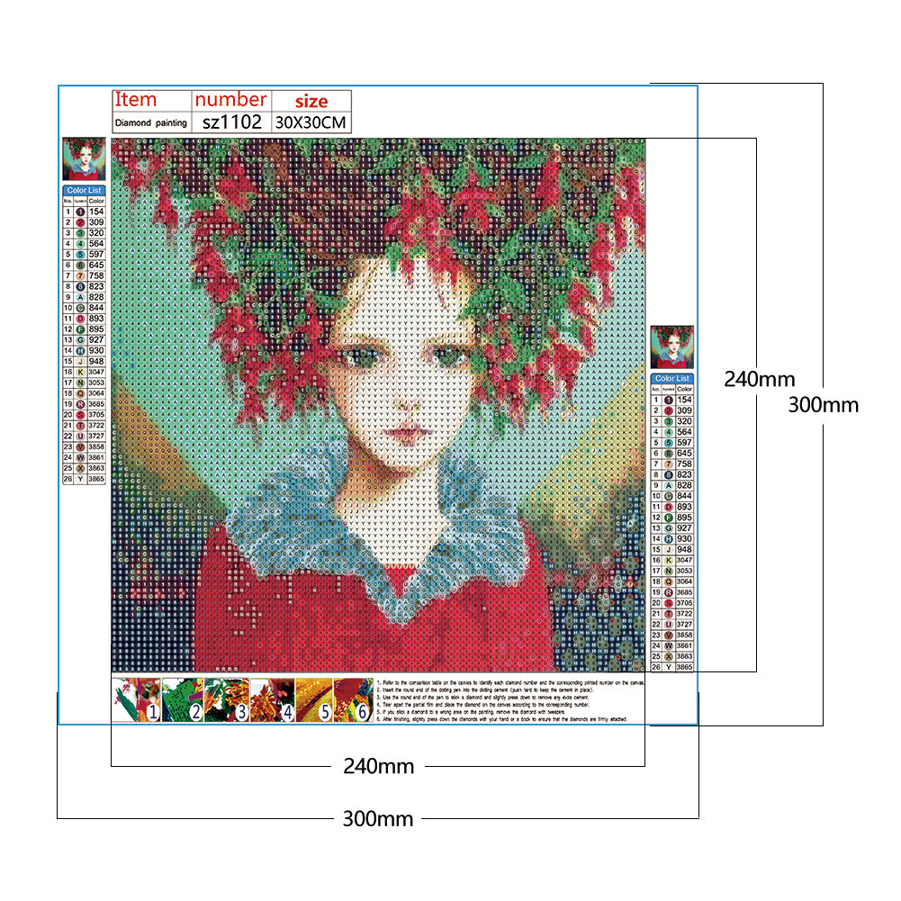 Flower Girl - Full Round Drill Diamond Painting 30*30CM