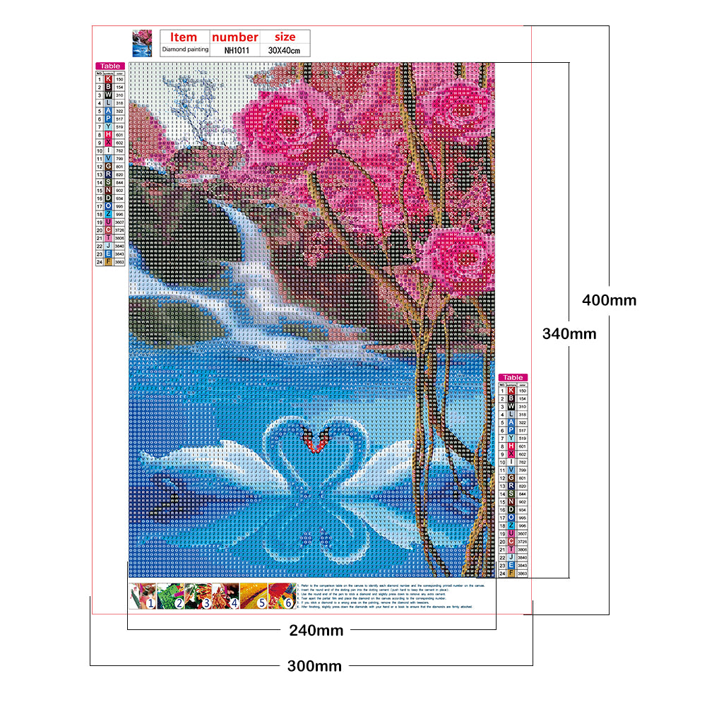 Swan - Full Round Drill Diamond Painting 30*40CM