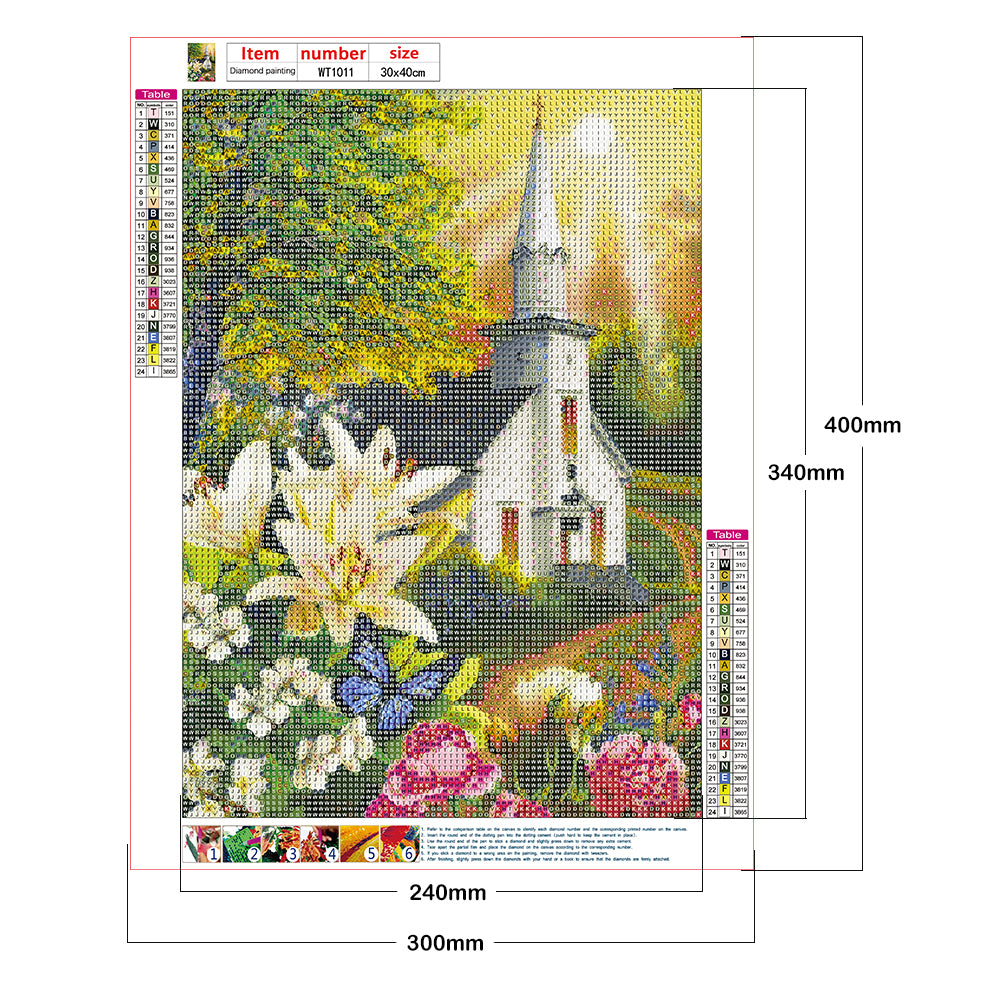 Church Scenery - Full Round Drill Diamond Painting 30*40CM